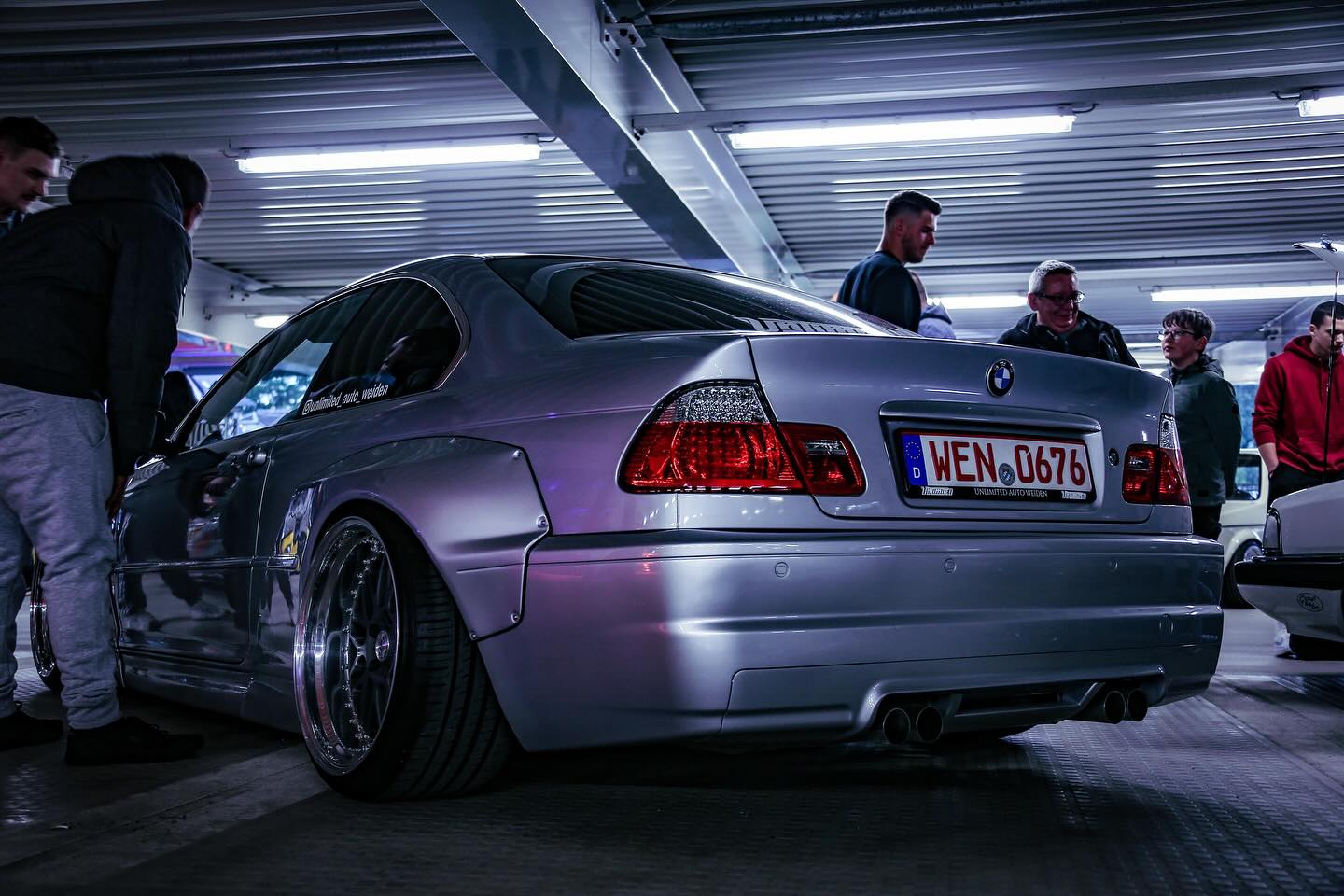 BMW 328i E46 Breitbau „PANDEM“ von Unlimited Auto Weiden in der Oberpfalz, Heckansicht mit Kennzeichen WEN 0676